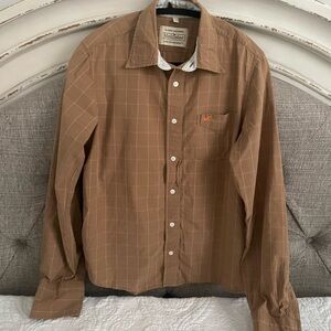 Hollister Men's Tan Plaid Button-Down Shirt